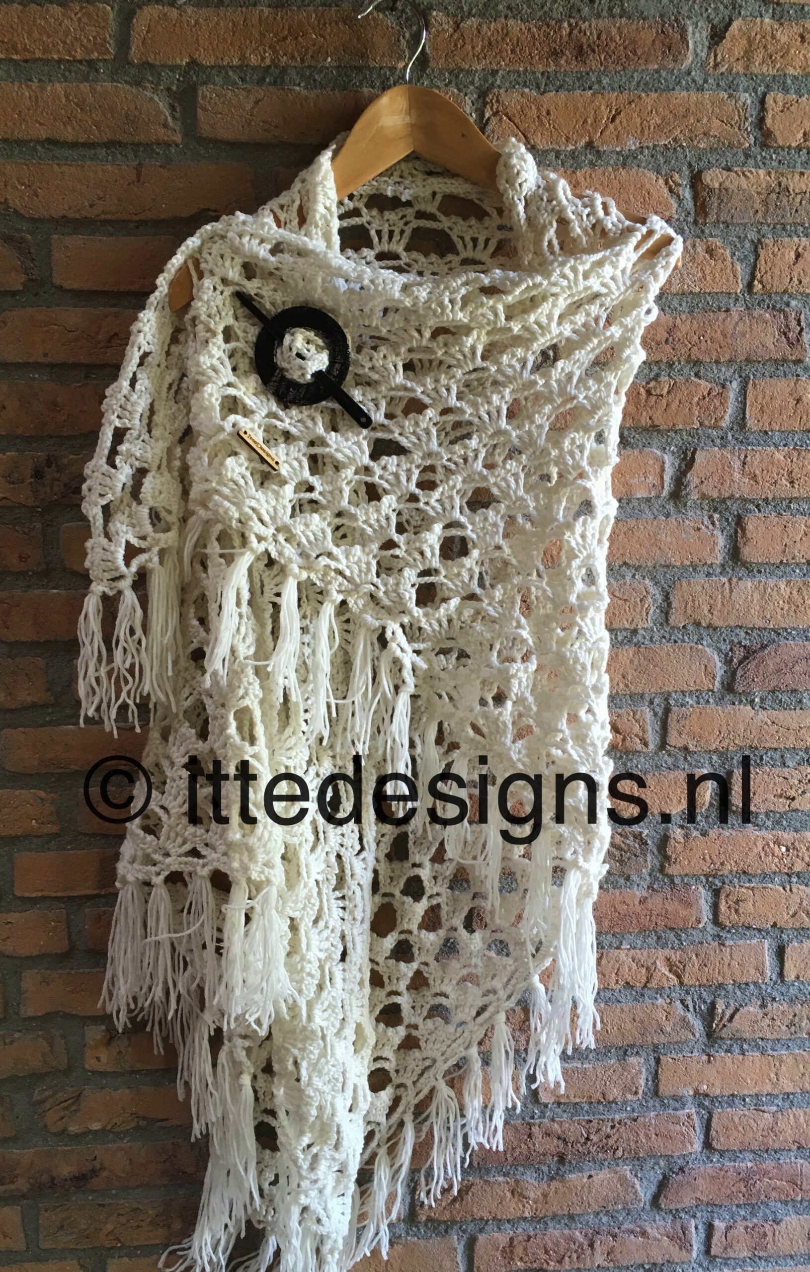 in de buurt bron meubilair Omslagdoek - sjaal 'White Rose' Merino | ItteDesigns